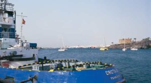 Arrecife vom Meer aus gesehen Arrecife, die weiße Stadt, vom Meer aus gesehen