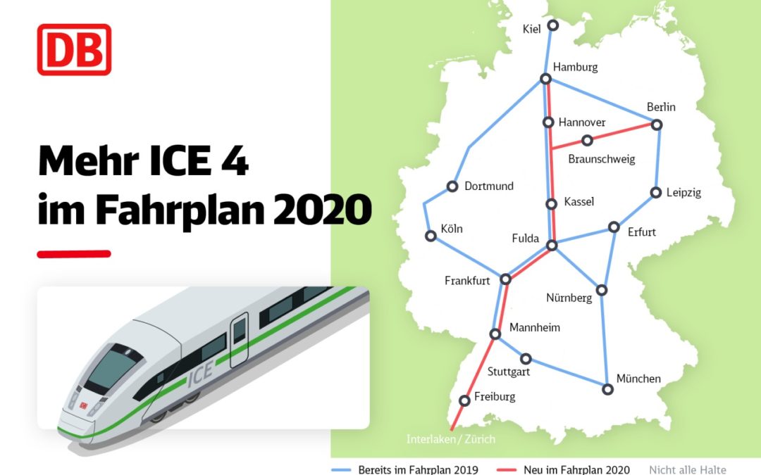 Deutsche Bahn: Mehr Züge auf wichtigen ICE-Linien im Fahrplan 2020