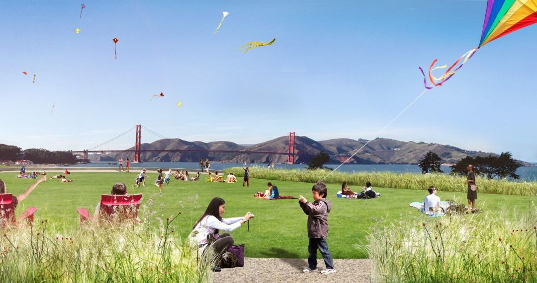 Neuer Park mit Blick auf die Golden Gate Bridge