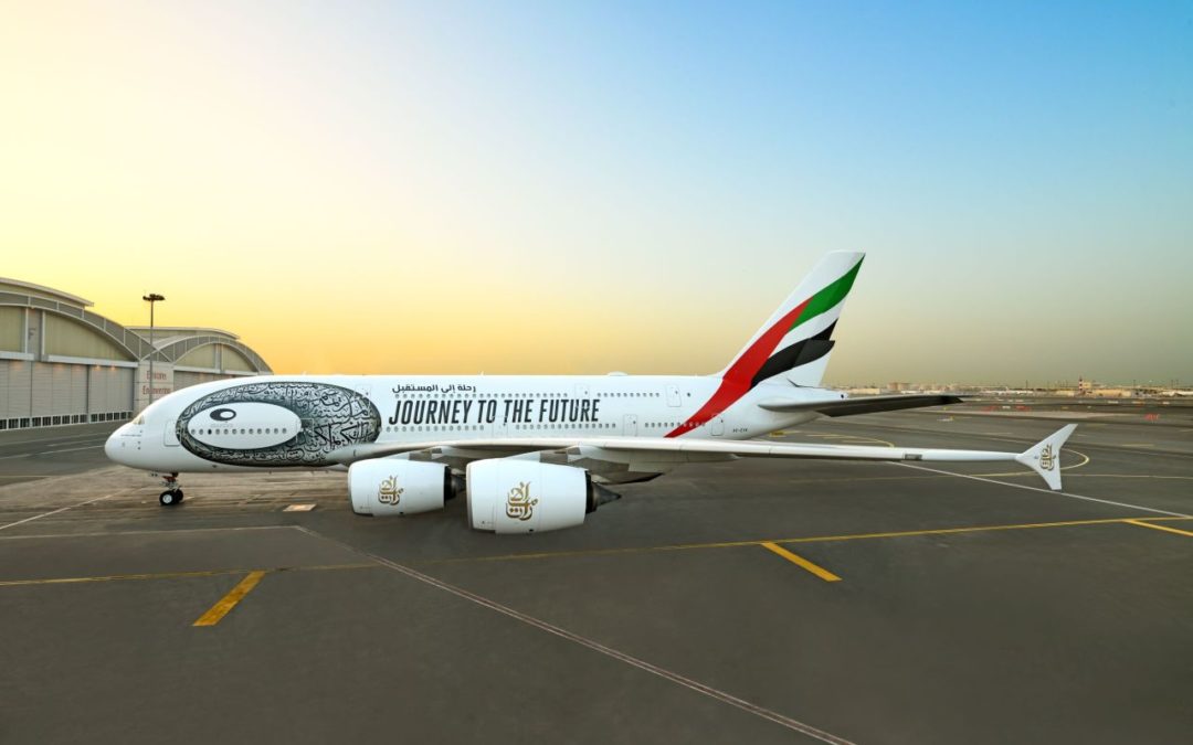 Emirates würdigt Museum of the Future mit A380-Sonderlackierung